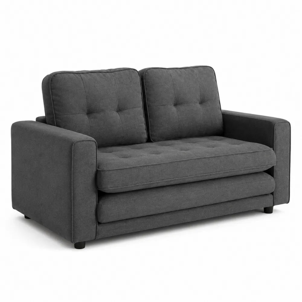 Canapé-lit 2 places en tissu polyester et bois gris foncé