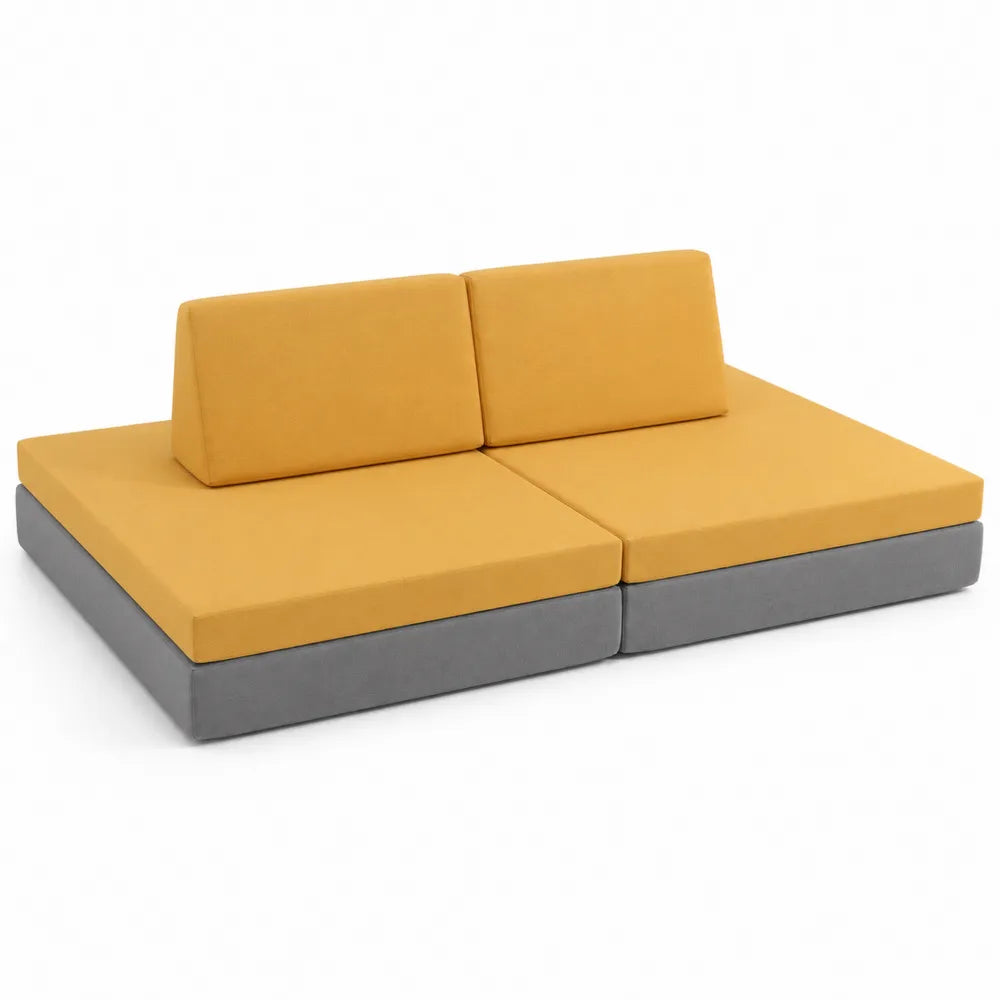 Canapé-lit modulable tissu Jaune/Gris 200x80x70 cm