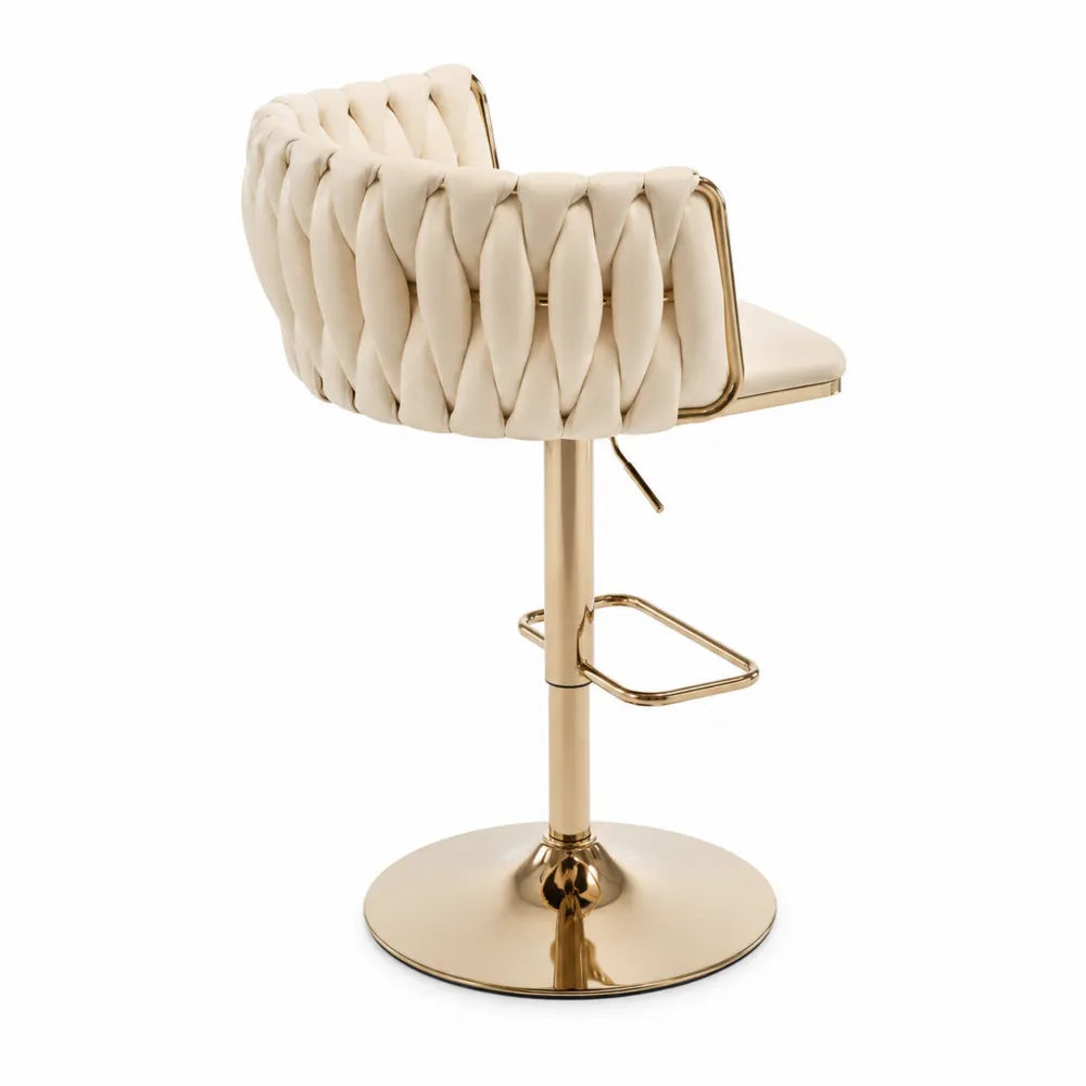 Chaise pivotante en cuir synthétique crème et métal doré