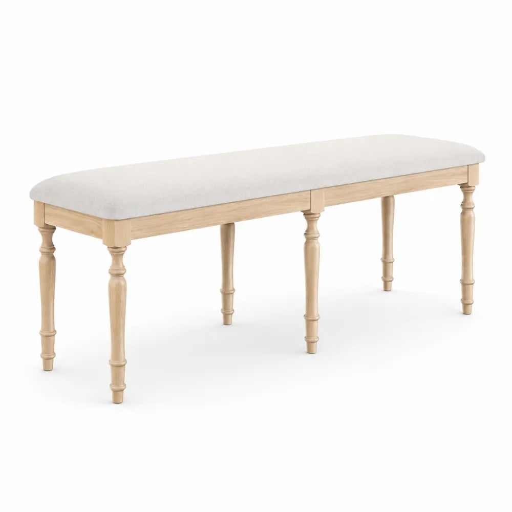 Banc rectangulaire en bois avec revêtement en polyester 120 cm Blanc Crème