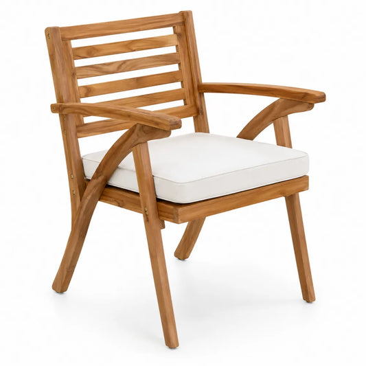 Chaise en bois avec coussin blanc