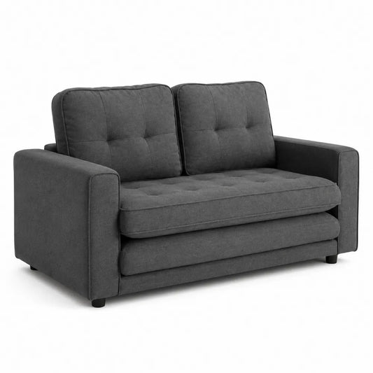 Canapé-lit 2 places en tissu polyester et bois gris foncé