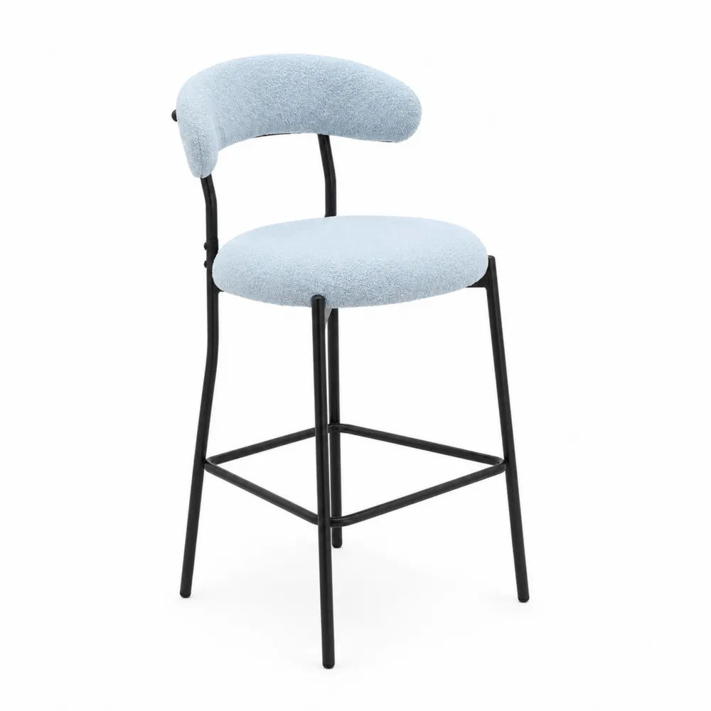 Chaise en Tissu Bleu avec Structure en Métal