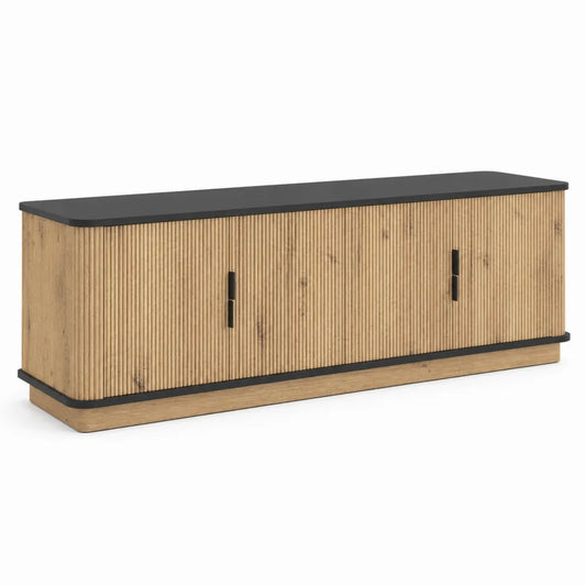Meuble TV en bois chêne et noir 160 cm