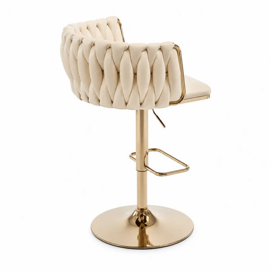 Chaise pivotante en cuir synthétique crème et métal doré